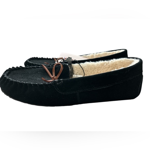 Joyspun Women's Suede Moccasins with Faux Shearling Lining, Size 8 - Picture 3 of 4